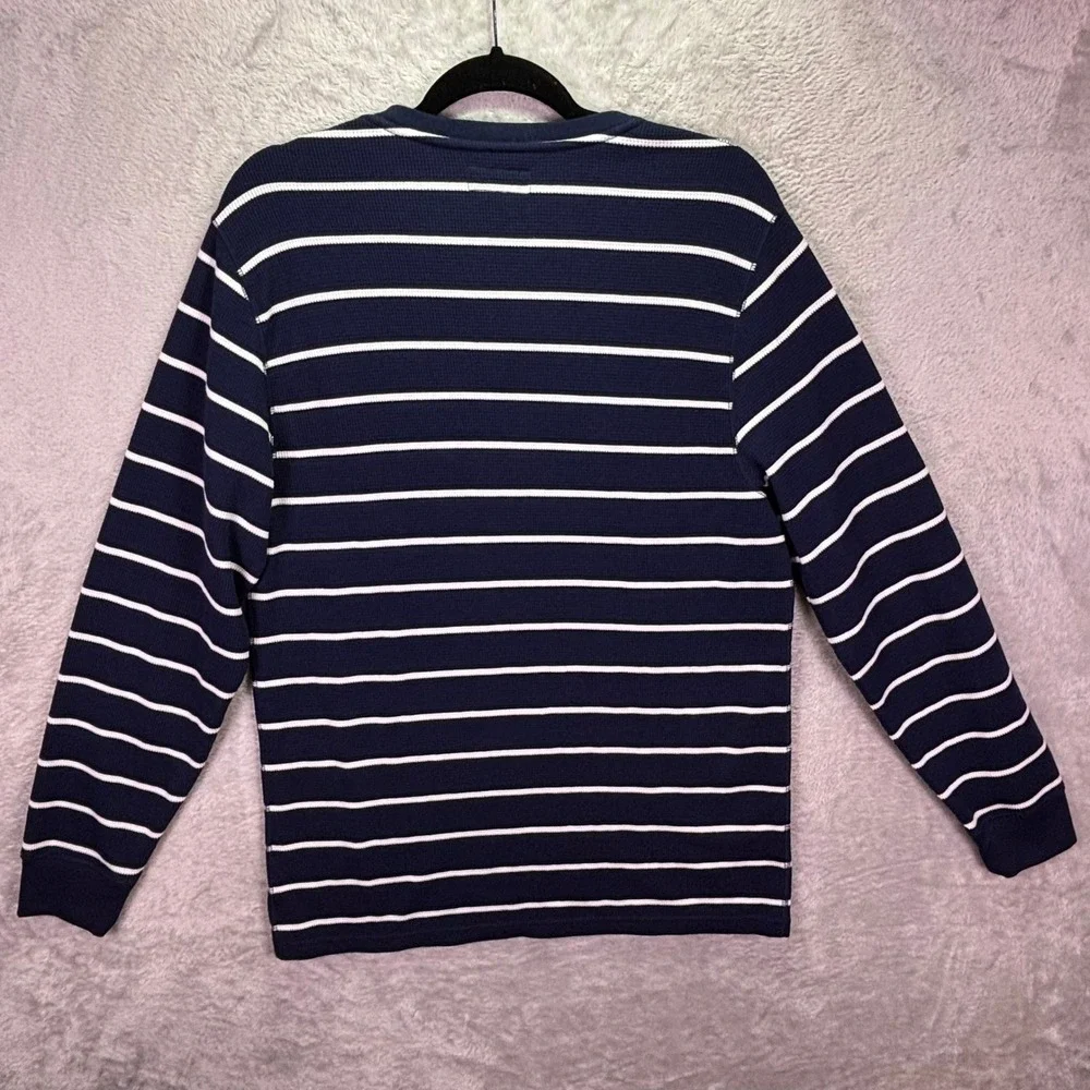Polo Ralph Lauren Mens Sleepwear Sz Large Navy Blue White Striped Thermal Shirt
